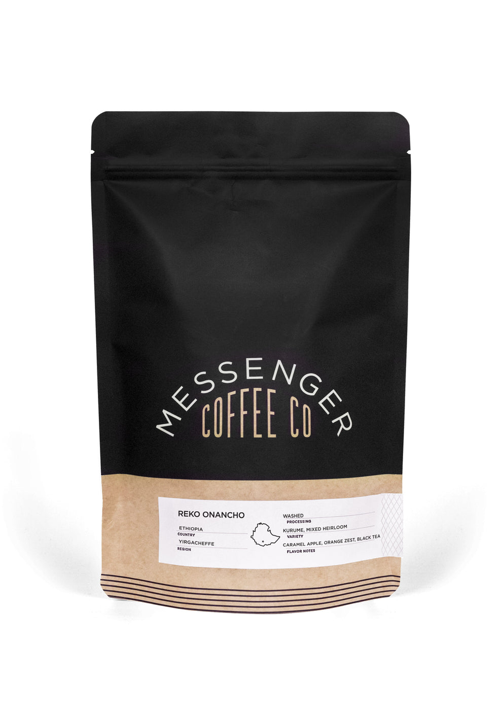 A white bag of coffee beans from Rosso Coffee Roasters
